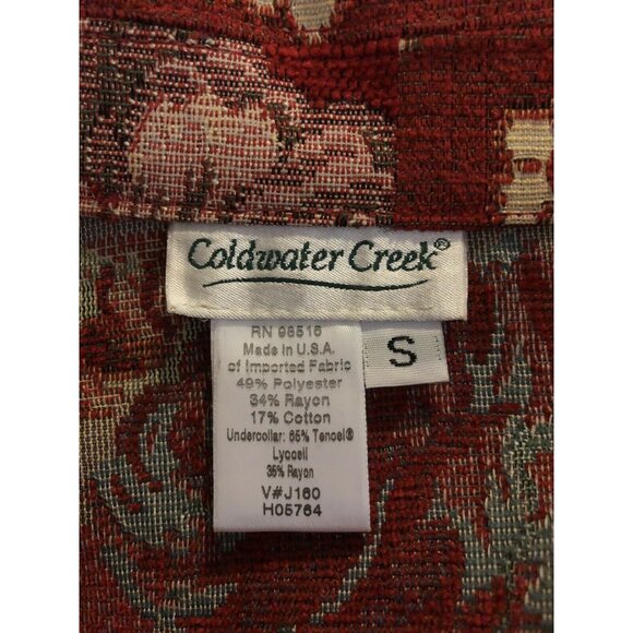 Coldwater Creek Womens Size Small Red Floral Button Up Tapestry Jacket - Picture 4 of 4